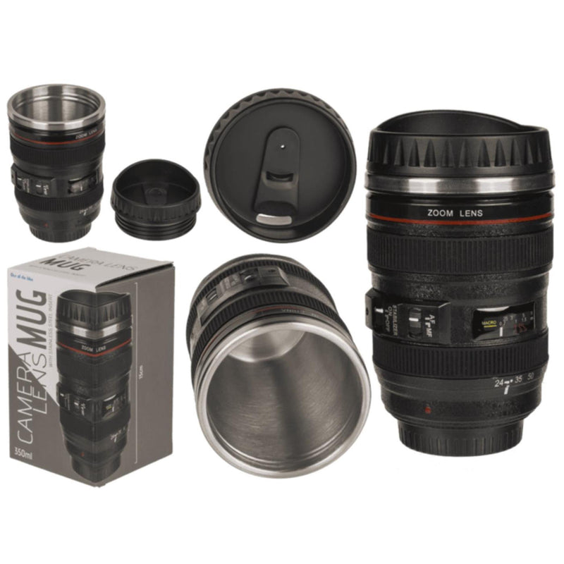 Afbeelding laden in galerijviewer, Ootb reisbeker camera lens rvs 15cm