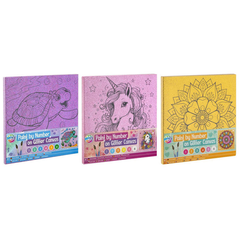 Afbeelding laden in galerijviewer, Grafix moxy schilderen op nummer glitter canvas 25x25cm