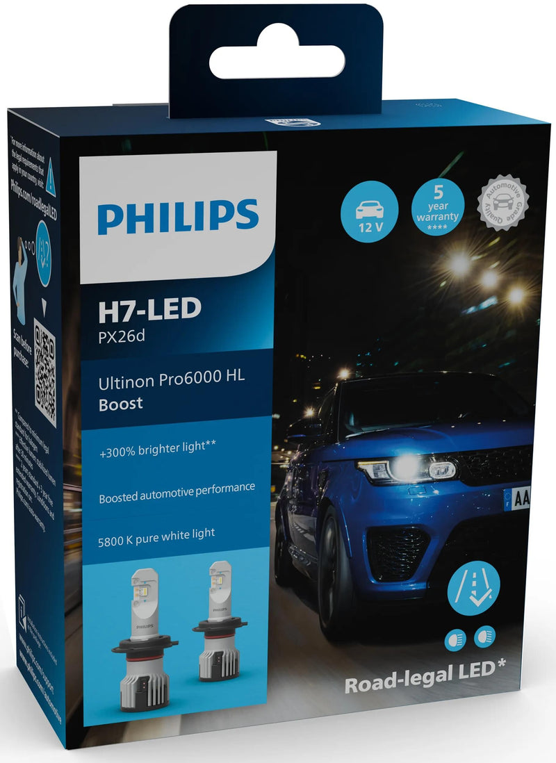 Afbeelding laden in galerijviewer, Philips hauptlampe ultinon pro6000 boost lamp set 12v h7 led ultinon pro6000