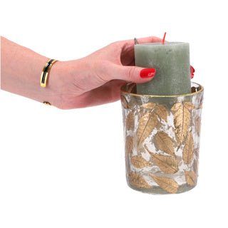 Afbeelding laden in galerijviewer, No brand theelichthouder leaf glass clear 10x10x13cm
