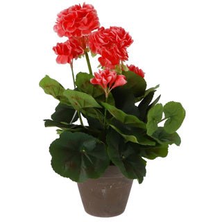 Afbeelding laden in galerijviewer, Edelman mica decorations kunstplant - geranium - perzik - in pot - 34 cm - nepplanten