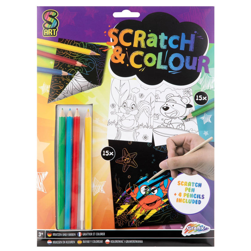 Afbeelding laden in galerijviewer, Grafix knutselset scratch en kleuren a4