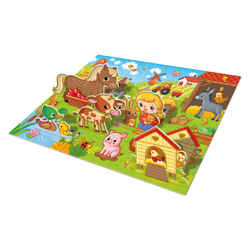 Afbeelding laden in galerijviewer, Grafix 3d vloerpuzzel boerderij, 55st.