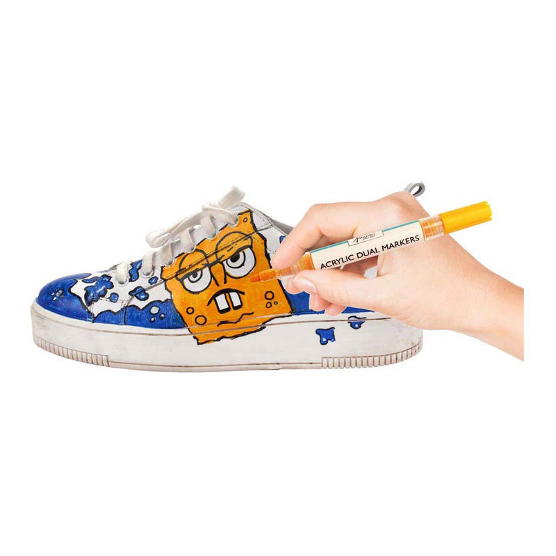Afbeelding laden in galerijviewer, Nassau fine art professionele acrylstiften | 6 verschillende kleuren | doppelmarkers | geschikt voor stenen - schoenen - glas - plastic - hout - kleding