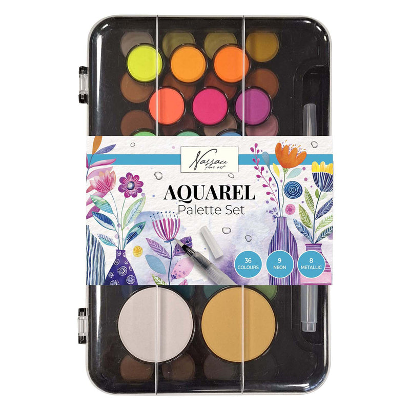 Afbeelding laden in galerijviewer, Creative craft group nassau aquarel verfset met palet - 36 kleuren