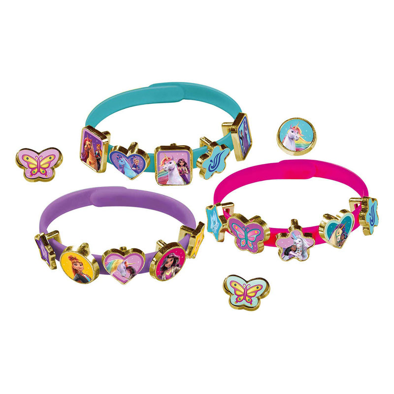 Afbeelding laden in galerijviewer, Totum unicorn academy speelgoed 3 schuif armbandjes maken met 18 bedels - speelgoed meisjes vanaf 3 jaar - cadeau tip