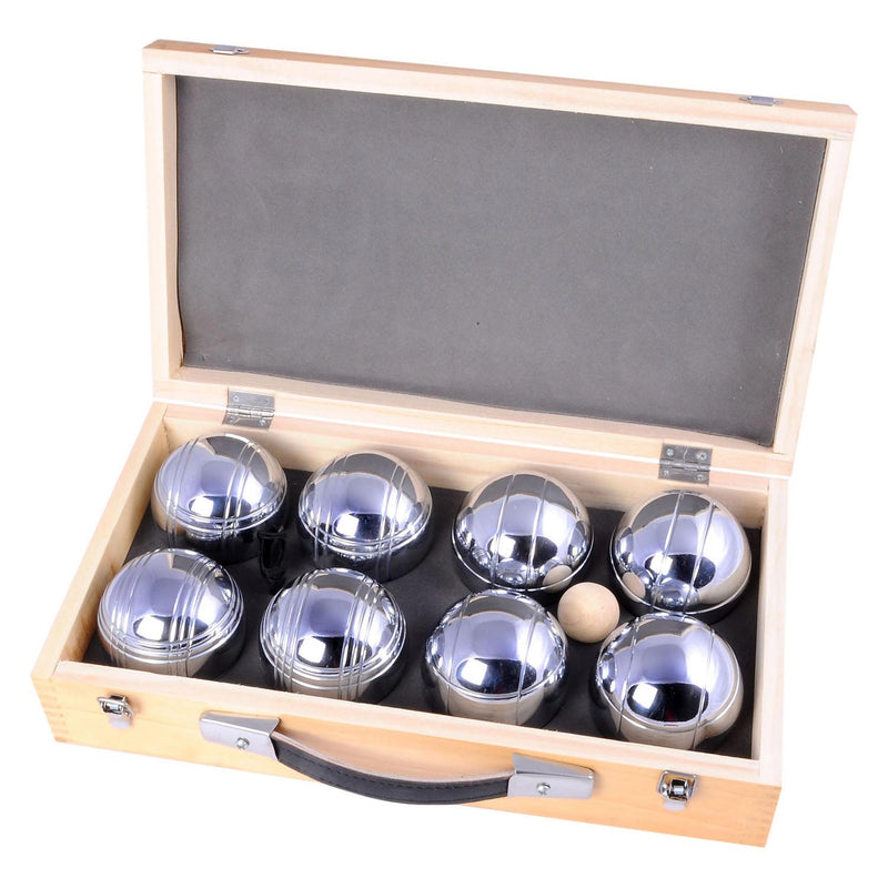 Afbeelding laden in galerijviewer, Engelhart metalen jeu de boules - 8 ballen in houten kist - luxe set - pétanque - boules - metalen ballen - geschikt voor elke jeu de boules baan - longfield