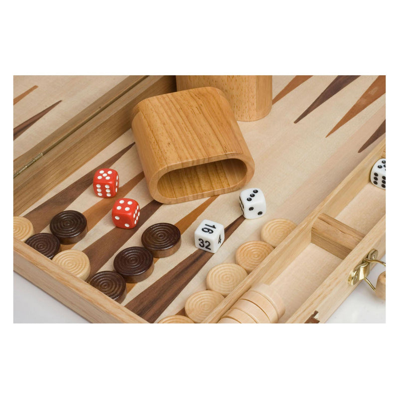Afbeelding laden in galerijviewer, Engelhart backgammon 15 inch - hout ingelegd bord - houten koffer met handvat - luxe uitvoering -