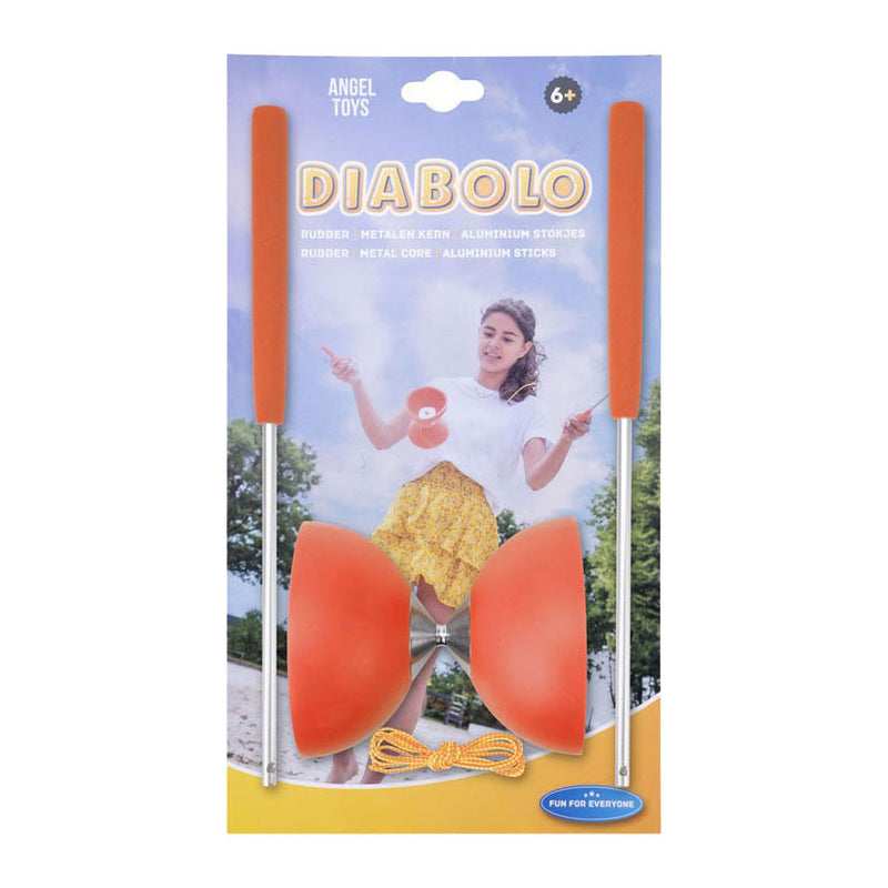 Afbeelding laden in galerijviewer, Engelhart diabolo van rubber met metalen stokjes - fluor rood