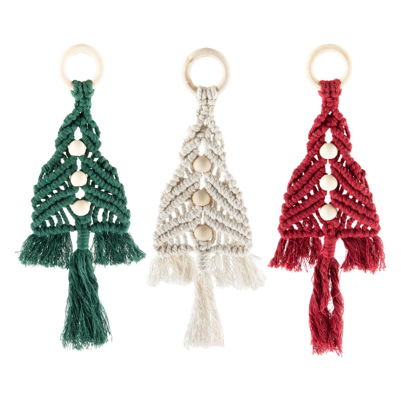 Afbeelding laden in galerijviewer, Creative craft group set macrame hangers kerstbomen - 3st.