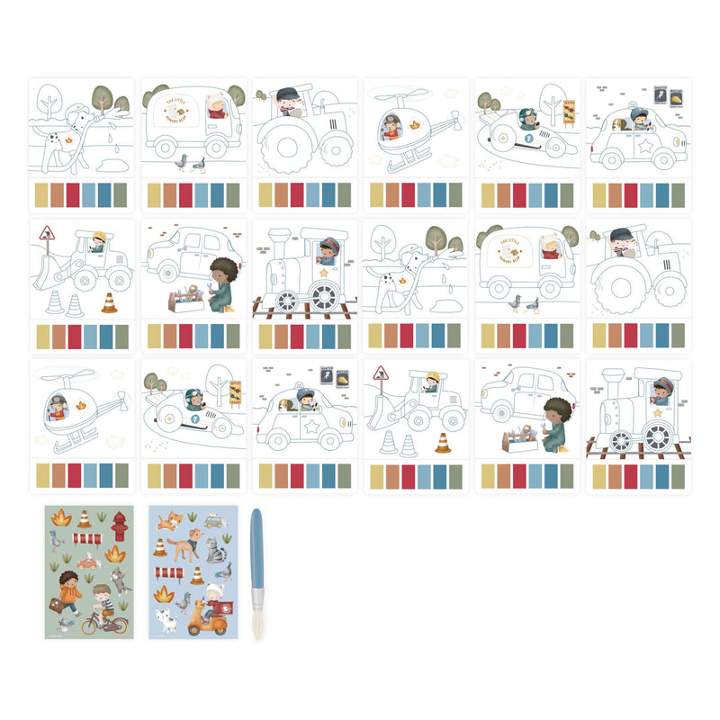 Afbeelding laden in galerijviewer, Little dutch waterverfset jim voetuigen - incl. kwast en stickers