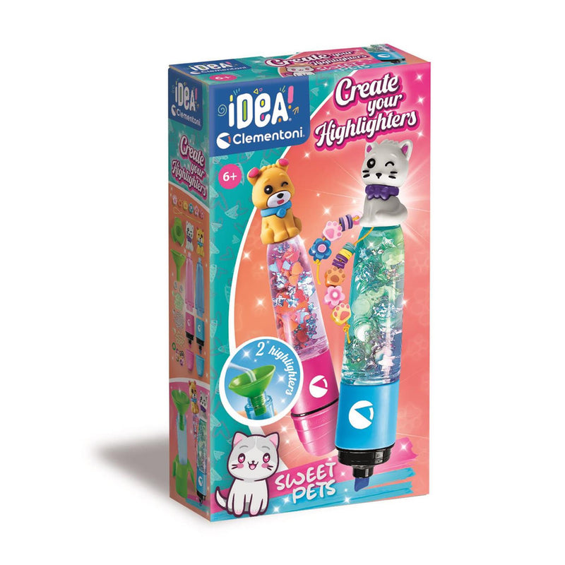 Afbeelding laden in galerijviewer, Clementoni idea create you highlighters pets klein 2 pennen met accessoires