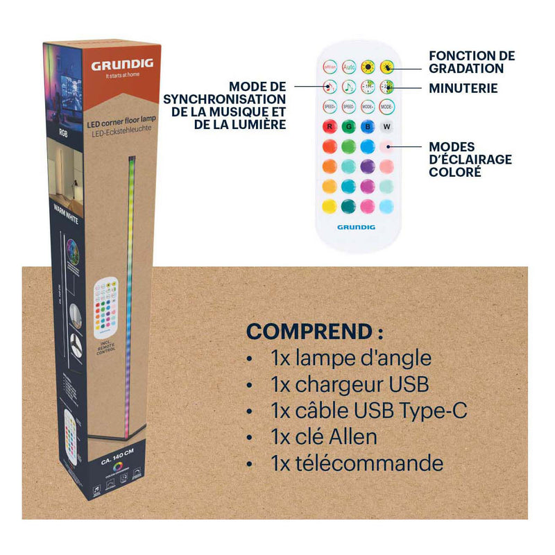Afbeelding laden in galerijviewer, Grundig led-hoeklamp met afstandsbediening, 140cm