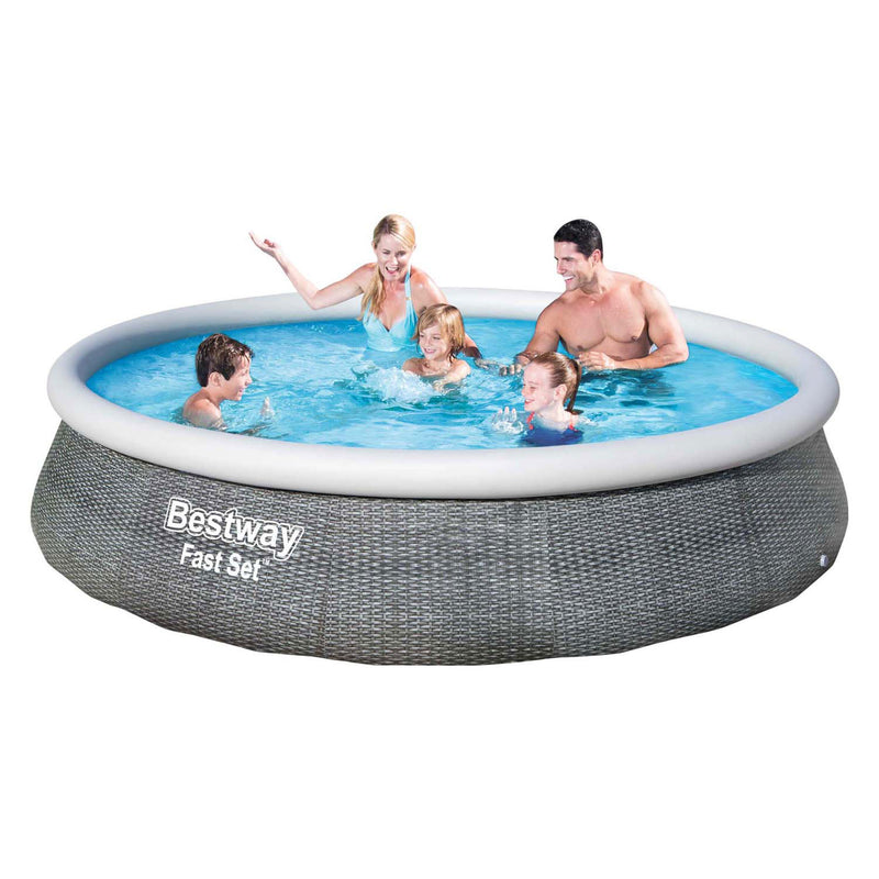 Afbeelding laden in galerijviewer, Bestway zwembad fast set set rond rotan, 396cm