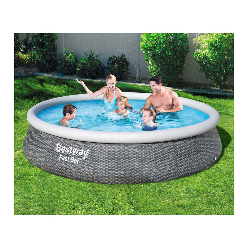 Afbeelding laden in galerijviewer, Bestway zwembad fast set set rond rotan, 396cm