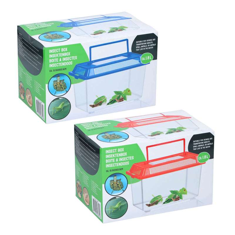 Afbeelding laden in galerijviewer, Merkloos sans marque insectenbox met deksel - transparante kunststof insectenbak 1,8 liter.