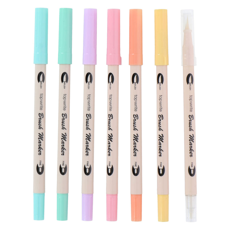 Afbeelding laden in galerijviewer, Viltstiften brushpennen dubbelzijdig, 7st.