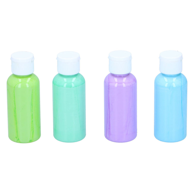 Afbeelding laden in galerijviewer, Merkloos sans marque acrylverf pastel set kinderverf 4 flesjes multi kleuren 80ml.