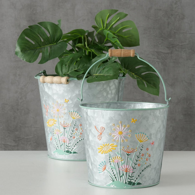 Afbeelding laden in galerijviewer, Boltze home emmer floriana set a 2st h15 20cm