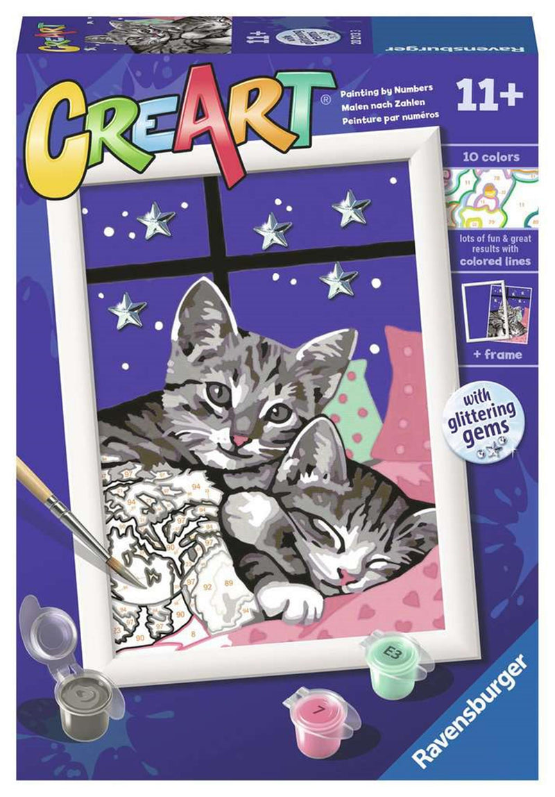 Afbeelding laden in galerijviewer, Ravensburger creart sleepy kitties - schilderen op nummer voor kinderen