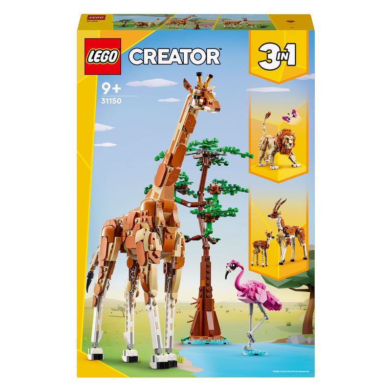 Afbeelding laden in galerijviewer, Lego creator 3in1 safaridieren speelgoed set met giraffe, gazelles en leeuw 31150