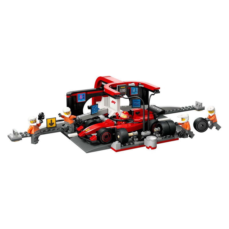 Afbeelding laden in galerijviewer, Lego city f1 pitstop en pitcrew met ferrari auto - 60443