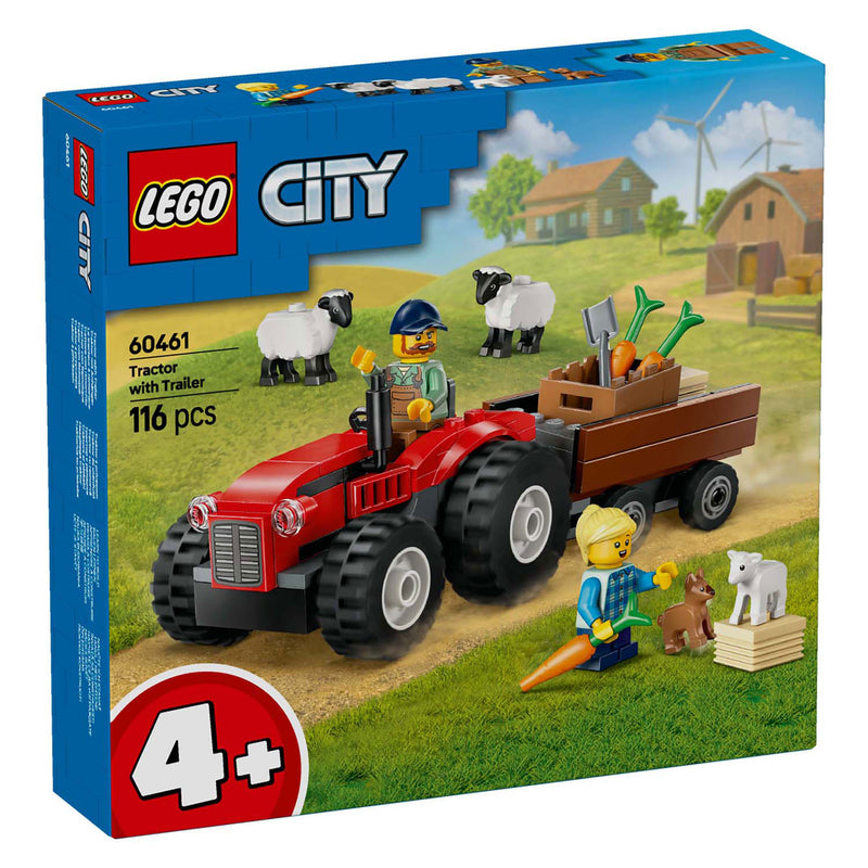 Afbeelding laden in galerijviewer, Lego city 60461 rode tractor met aanhanger en schapen