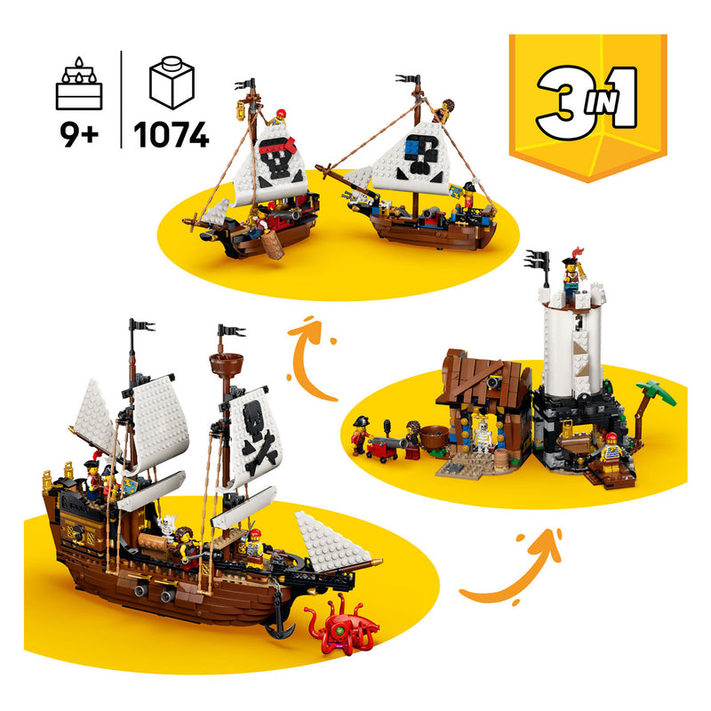 Afbeelding laden in galerijviewer, Lego creator 3in1 klassiek piratenschip piraten boot speelgoed voor kinderen 31387