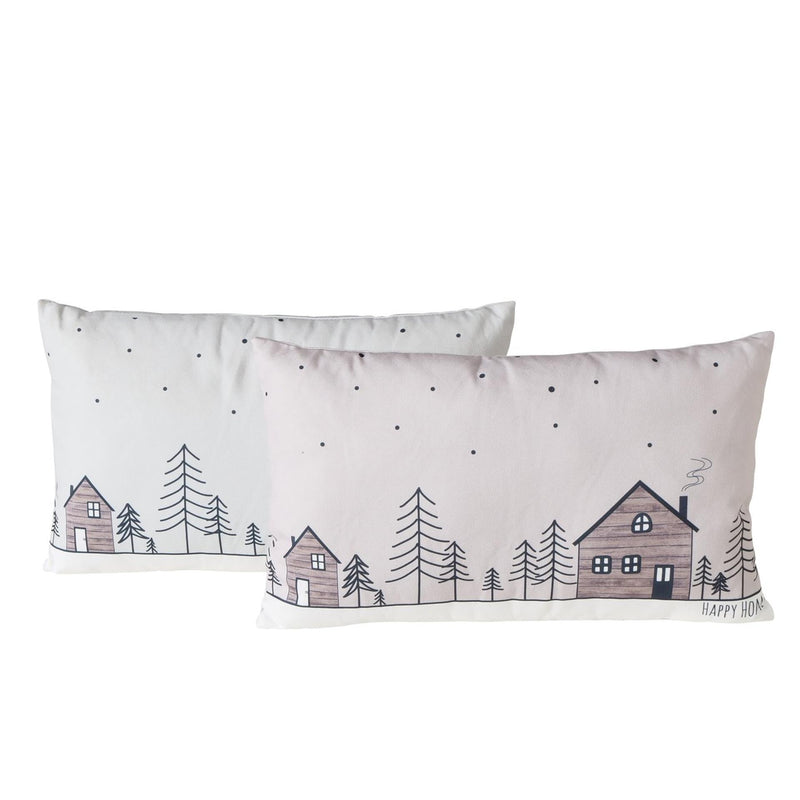 Afbeelding laden in galerijviewer, Boltze home kussen homewood, 2 ass., polyester 100%, huis, veelkleurig, motief, beige, lichtgrijs, wit