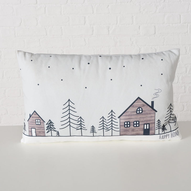 Afbeelding laden in galerijviewer, Boltze home kussen homewood, 2 ass., polyester 100%, huis, veelkleurig, motief, beige, lichtgrijs, wit