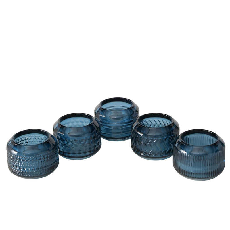 Afbeelding laden in galerijviewer, Boltze home theelichthouder 'vadina' glas dia.8x6cm blauw 3 assorti