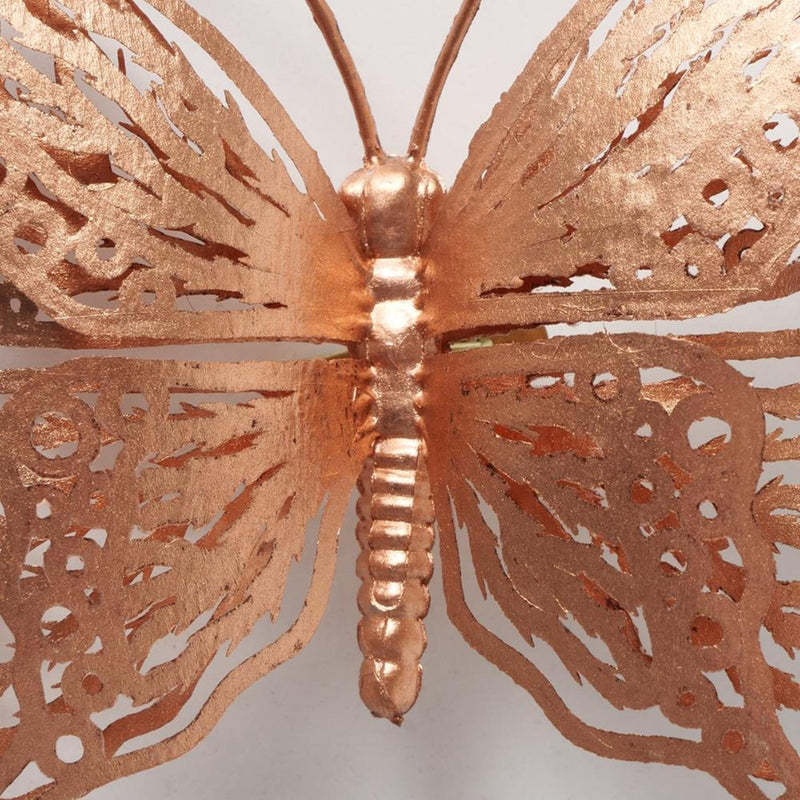 Afbeelding laden in galerijviewer, Boltze home vlinder op clip 4x15cm kunststof champagne koper parel