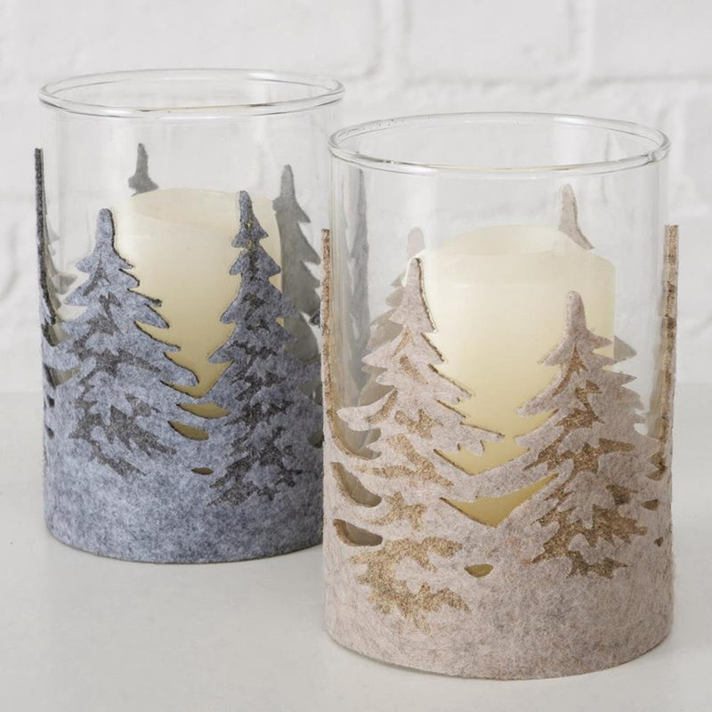 Afbeelding laden in galerijviewer, Boltze home theelichthouder glas m. kerstbomen h12cm