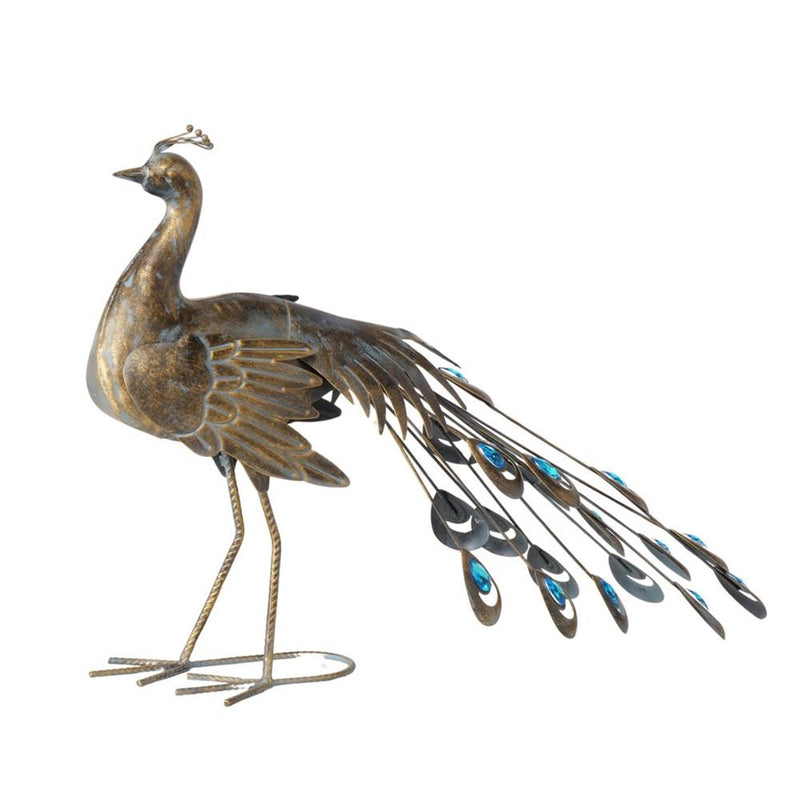 Afbeelding laden in galerijviewer, Boltze home figuur pauw pavo 64x22x47cm gelakt ijzer