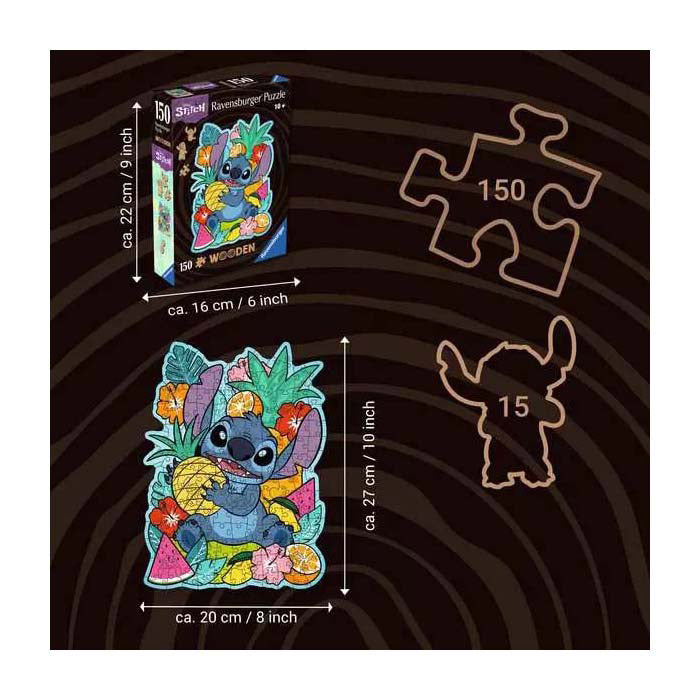 Afbeelding laden in galerijviewer, Ravensburger houten puzzel disney stitch - legpuzzel - 150 stukjes