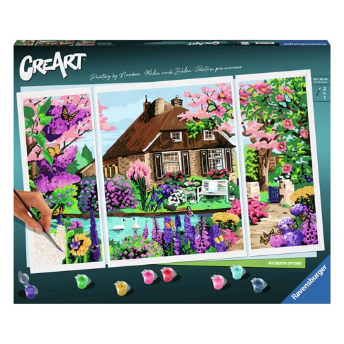 Afbeelding laden in galerijviewer, Ravensburger creart schilderen op nummer waterside cottage