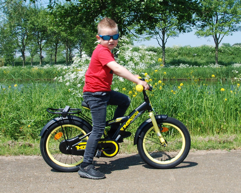 Afbeelding laden in galerijviewer, Volare Thombike Kinderfiets - Jongens - 16 inch - Zwart Geel