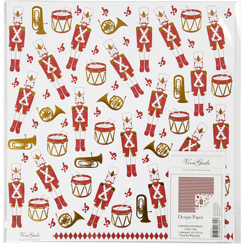 Afbeelding laden in galerijviewer, Https: www.cchobby.nl design-papier-notenkraker-180-gr-goud-rood-wit-3-vel-1-doos