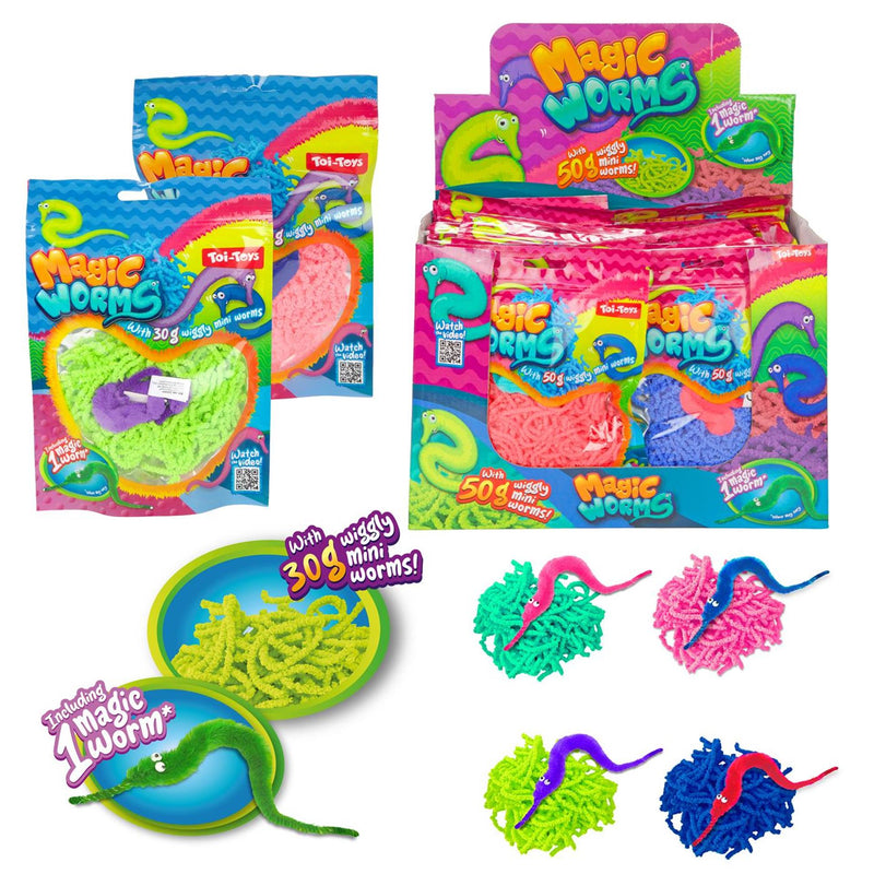 Afbeelding laden in galerijviewer, Toi-toys magische worm 15cm met mini wormpjes 30gr