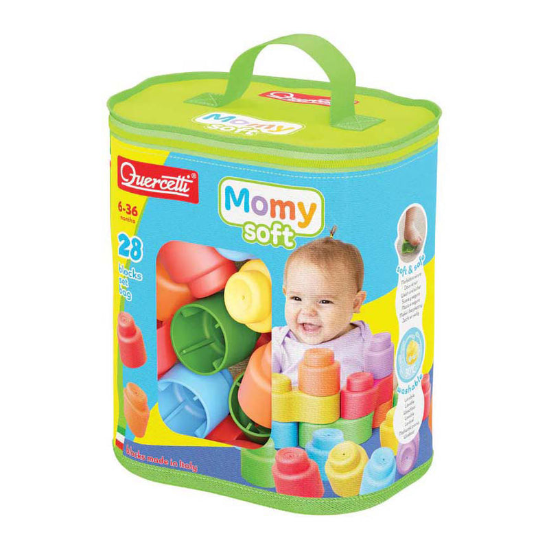 Afbeelding laden in galerijviewer, Quercetti bouwblokken momy soft - 28 stuks - kleurrijk baby speelgoed.