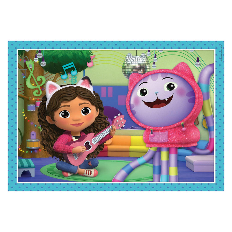 Afbeelding laden in galerijviewer, Clementoni supercolor 4in1 puzzel gabbys dollhouse 12-24 stukjes