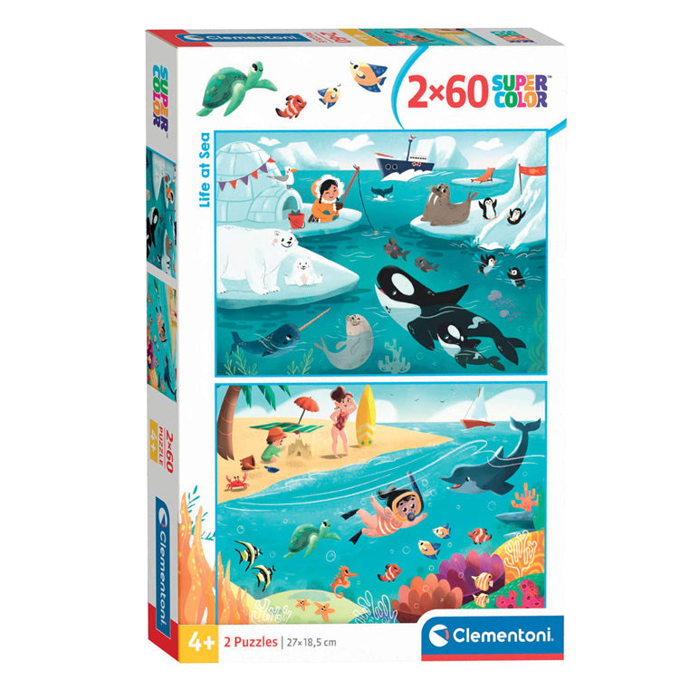 Afbeelding laden in galerijviewer, Clementoni legpuzzel super color life at sea, 2x60st.