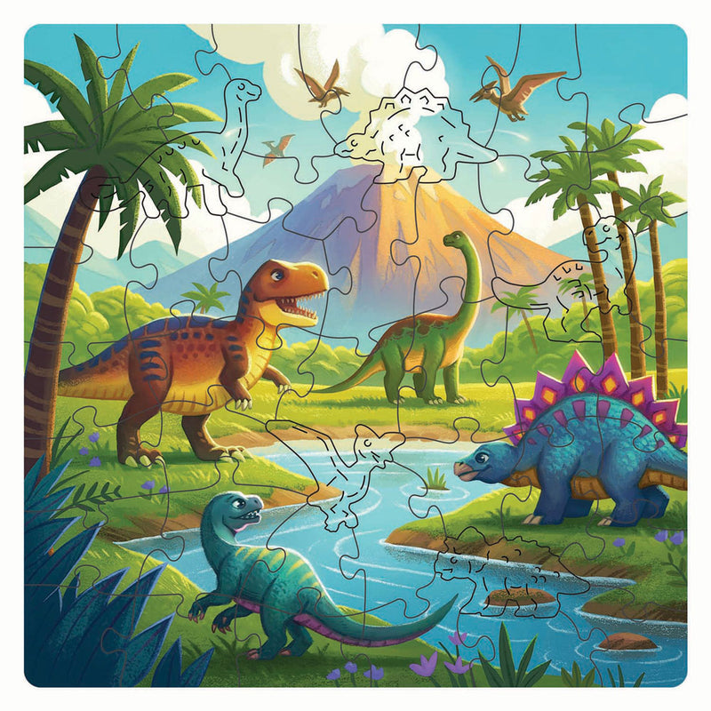 Afbeelding laden in galerijviewer, Ravensburger houten legpuzzel dinosaurus - 44st.
