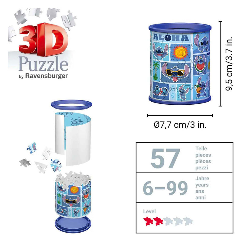 Afbeelding laden in galerijviewer, Ravensburger 3d puzzel disney stitch pennenhouder - 54 stukjes.