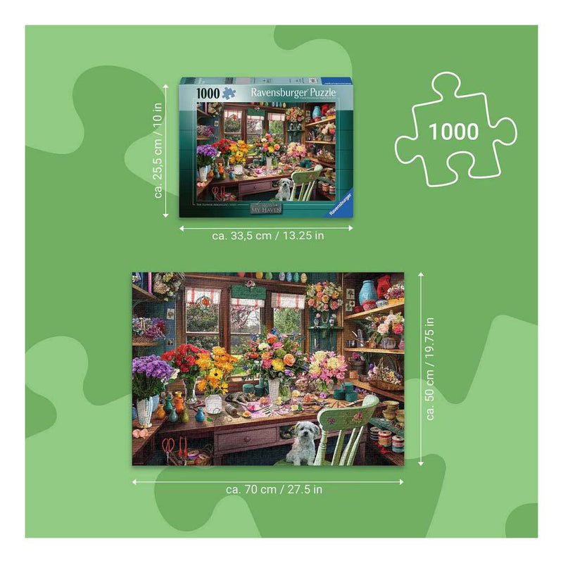 Afbeelding laden in galerijviewer, Ravensburger – my haven no.13: flower arranger – legpuzzel – 1000 stukjes