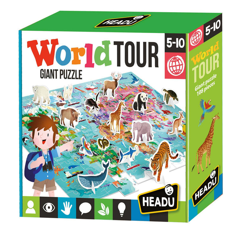 Afbeelding laden in galerijviewer, Headu Legpuzzel Wereld met 3D Elementen, 108st.