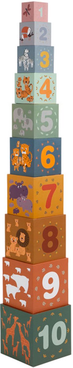 Afbeelding laden in galerijviewer, Small foot - stapelblokken safari karton, 10dlg.