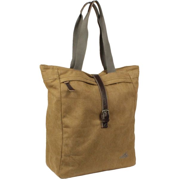 Afbeelding laden in galerijviewer, Greenlands fietstas canvas shopper 20 liter 42 x 34 x 14 cm - camel bruin