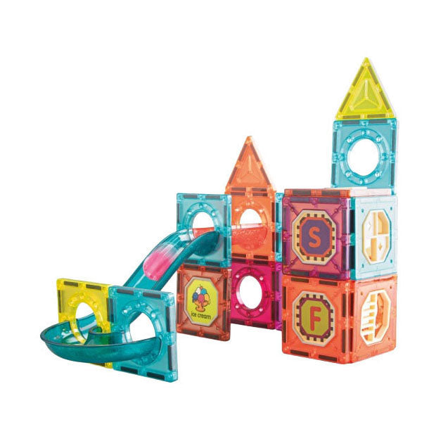 Afbeelding laden in galerijviewer, Toi-toys bouwset magneetpanelen knikkerbaan - 78dlg.
