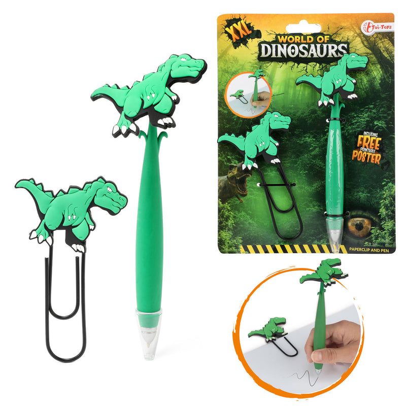 Afbeelding laden in galerijviewer, Toi-toys dinosaurus mega paperclip met pen